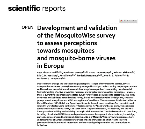 Development and validation of the MosquitoWise survey to assess perceptions towards mosquitoes and mosquito-borne viruses in Europe