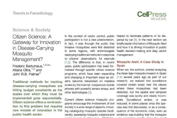 Citizen Science: A Gateway for Innovation in Disease-Carrying Mosquito Management?