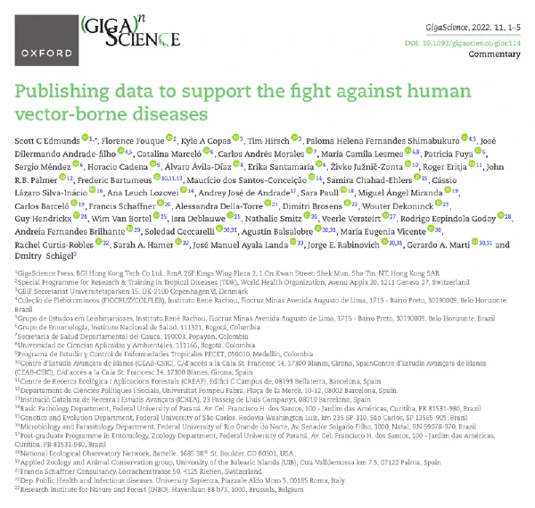 Publishing data to support the fight against human vector-borne diseases