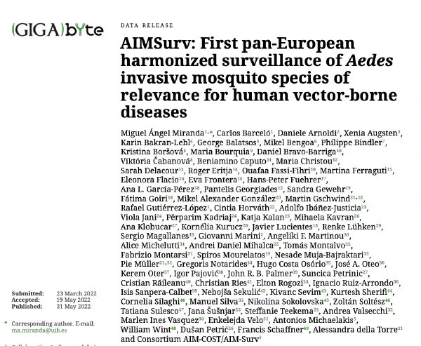 AIMSurv: First pan-European harmonized surveillance of Aedes invasive mosquito species of relevance for human vector-borne diseases