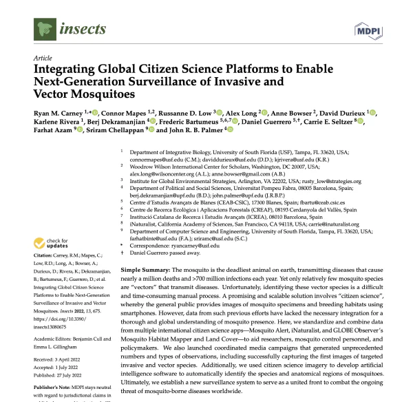 Integrating Global Citizen Science Platforms to Enable Next-Generation Surveillance of Invasive and Vector Mosquitoes