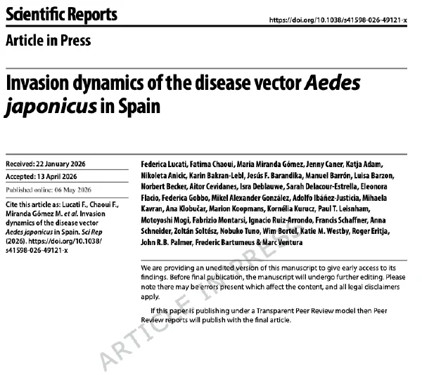 Invasion dynamics of the disease vector Aedes japonicus in Spain